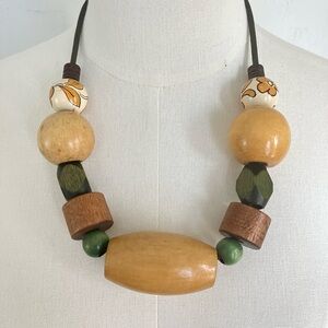 Handmade wood macrame bead necklace!